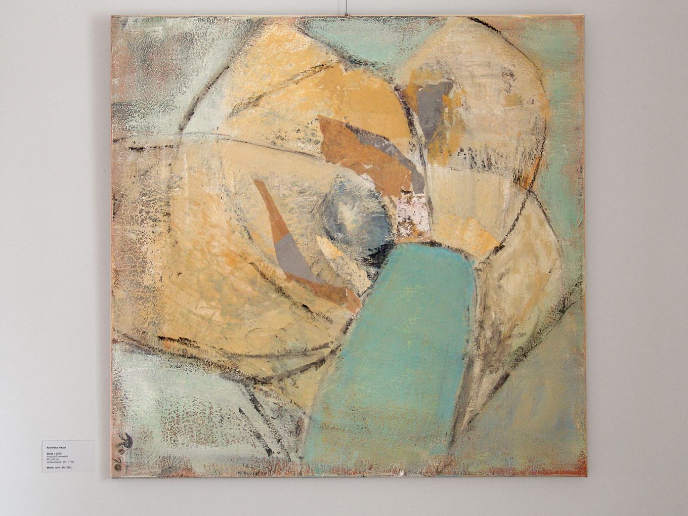 Roswitha Haupt: Blüte I, 2010, Acryl + Collage auf Leinwand, 80 x 80cm
